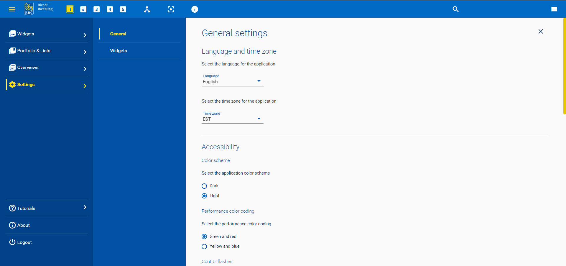 Screenshot of Settings.